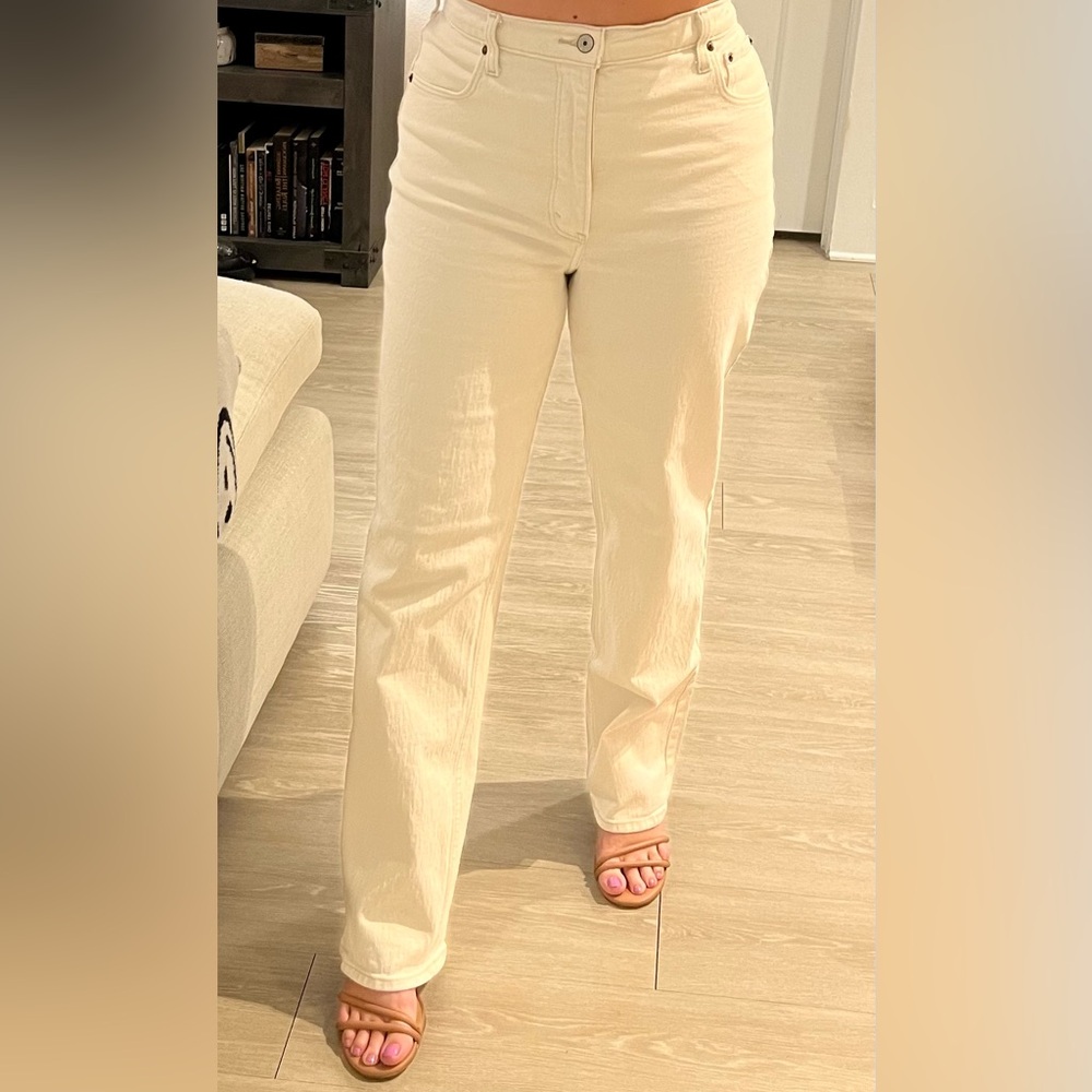 Abercrombie & Fitch Cream Straight Leg Jeans
